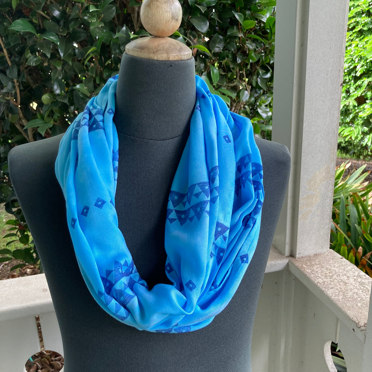 Ohe Kapala Rayon Infinity Scarf in Capri Blue