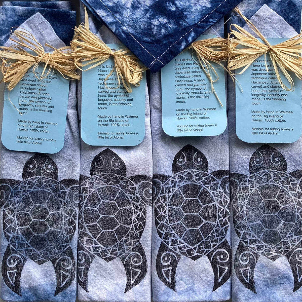 Shibori Honeycomb Honu Tea Towel