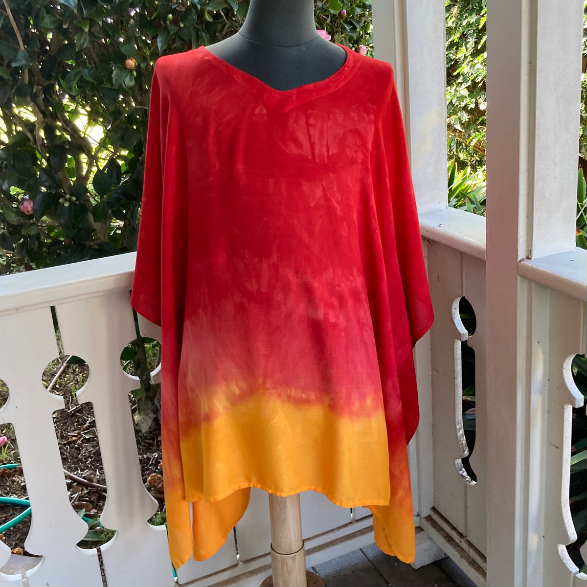 Coverup for Beach or Home Plus Size in Red/Yellow Ombre