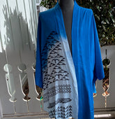 Ohe Kapala Kimono Wrap in Mottled Blue and White with Mauna and 'Iwa