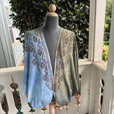 Ohe Kapala U'ilani Shrug In Blue and Olive Green with Lauhaula, the Mauna and Lehua