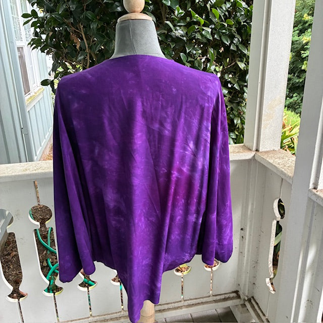 Ohe Kapala U'ilani Shrug In Mottled Dark Purple with Lauhala, The Mauna and 'Iwa