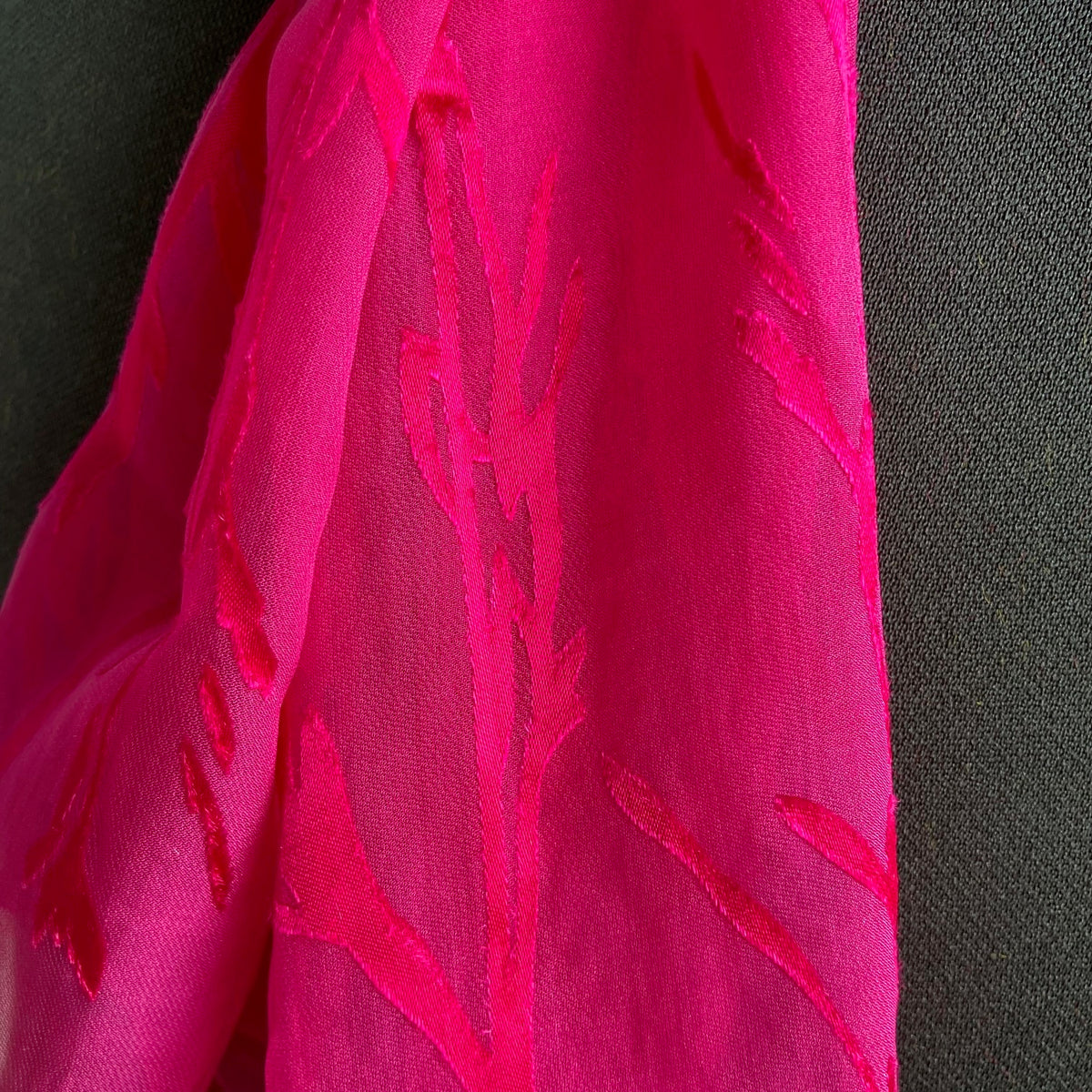 Devore Silk & Rayon Scarf in Fuschia in the Bamboo Design