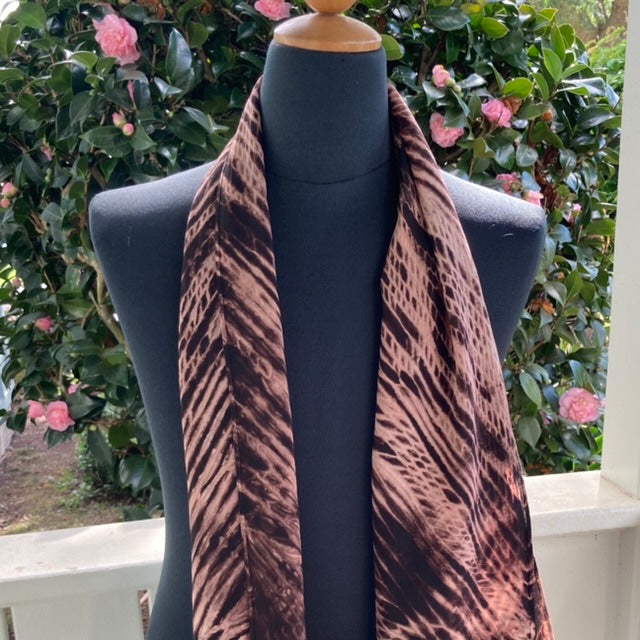 Silk Shibori Scarf in Shades of Brown