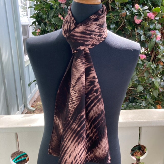 Silk Shibori Scarf in Shades of Brown
