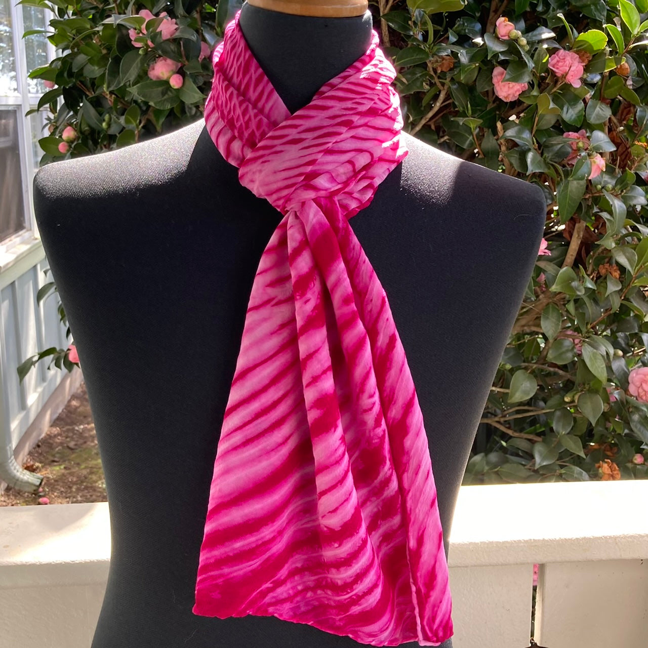 Silk Shibori Scarf in Magenta