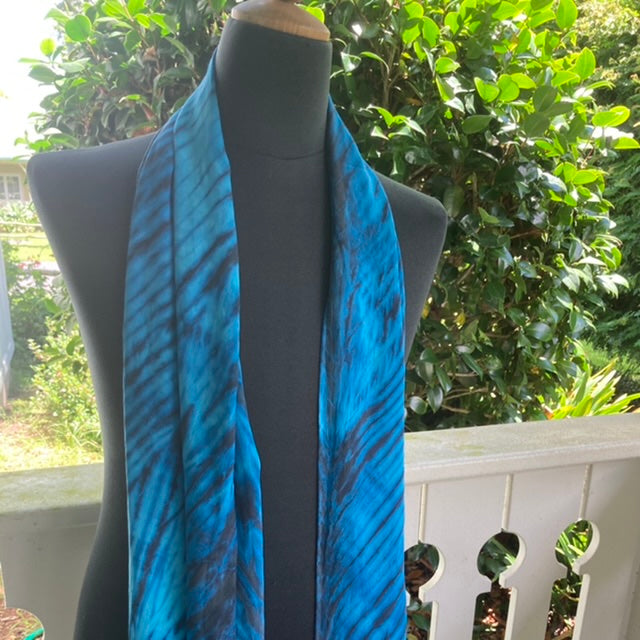 Silk Shibori Scarf in Blue and Black