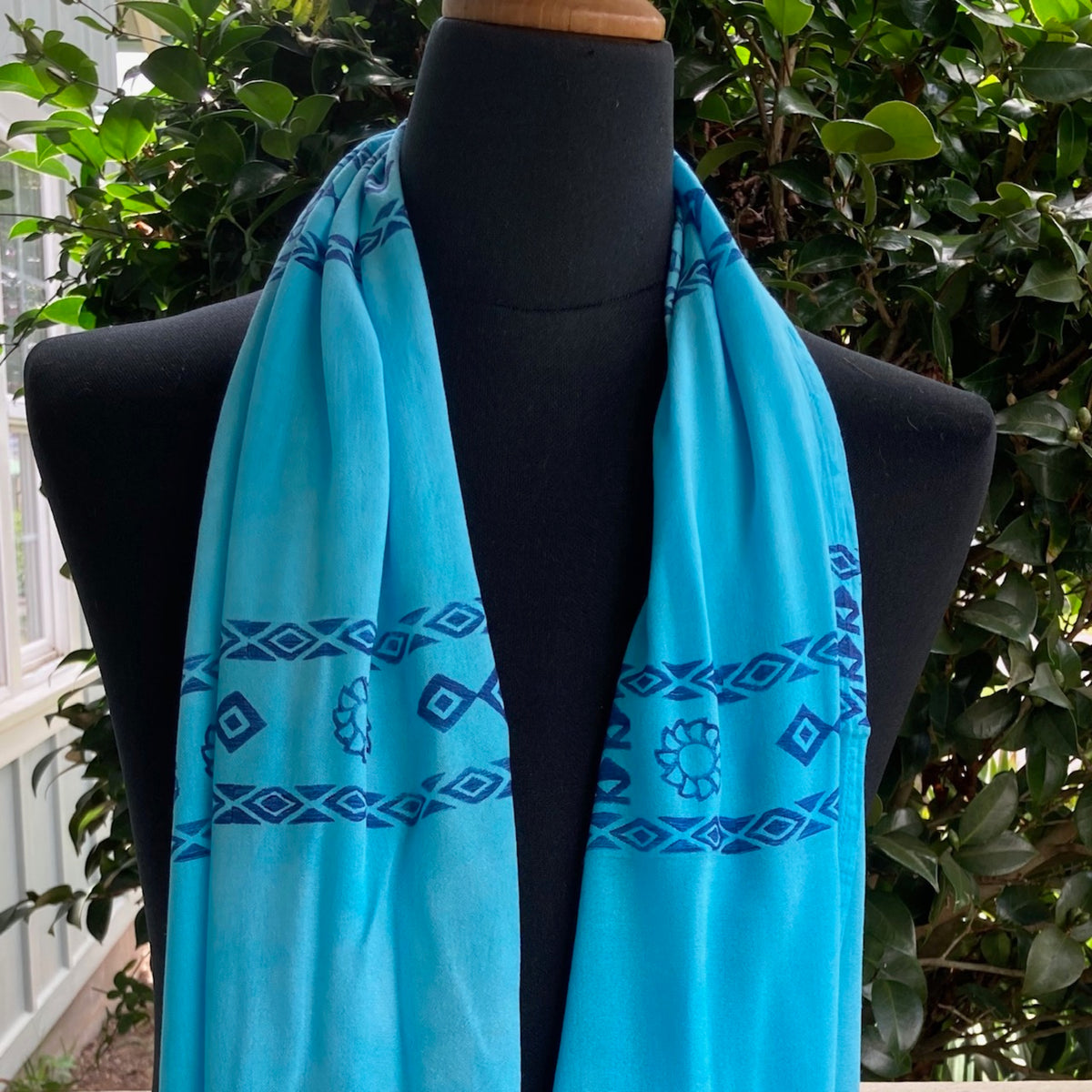 Ohe Kapala Rayon Infinity Scarf in Aqua