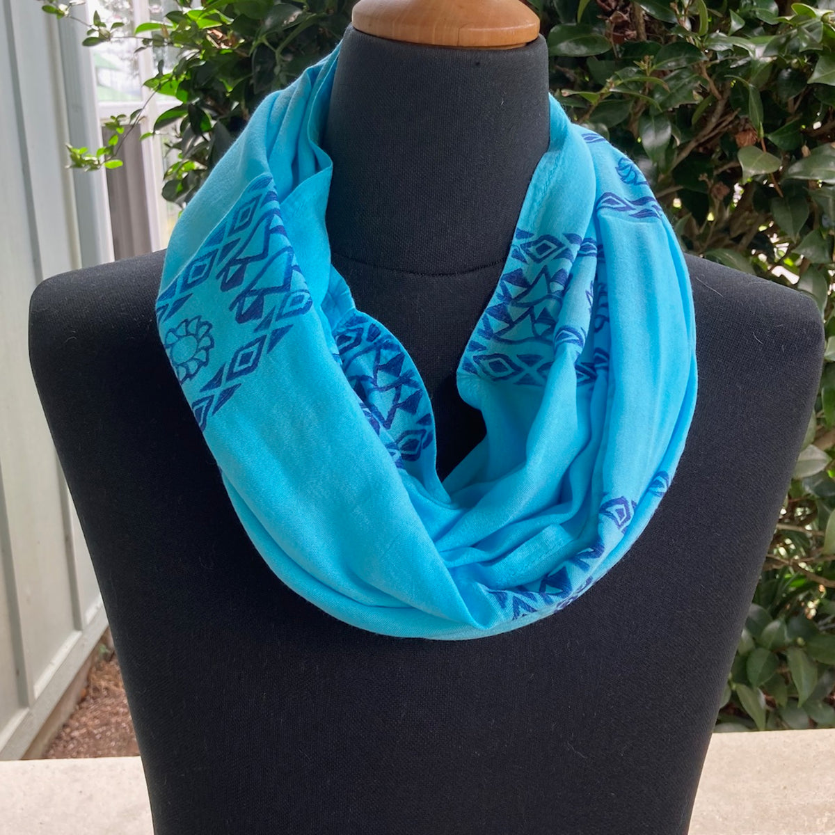 Ohe Kapala Rayon Infinity Scarf in Aqua