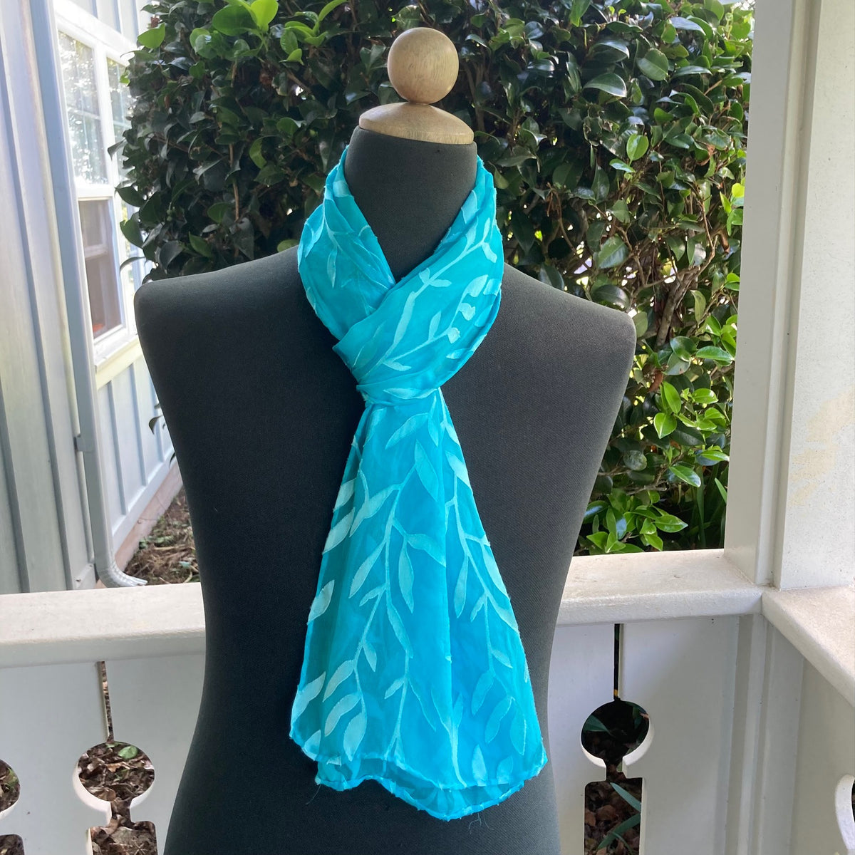 Devore Silk & Rayon Scarf in Blues