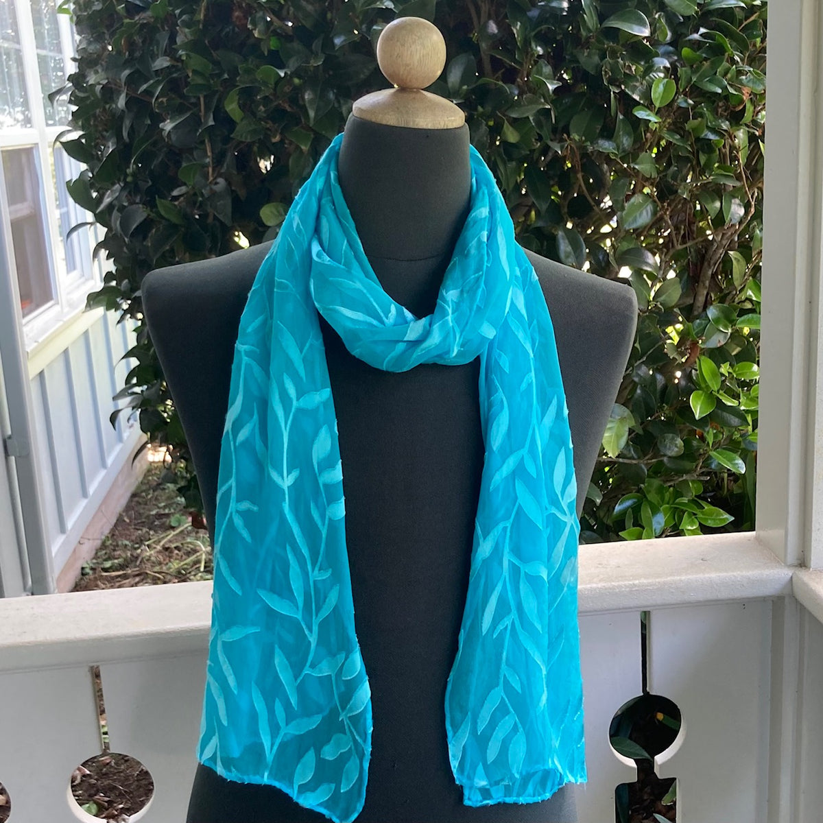 Devore Silk & Rayon Scarf in Blues