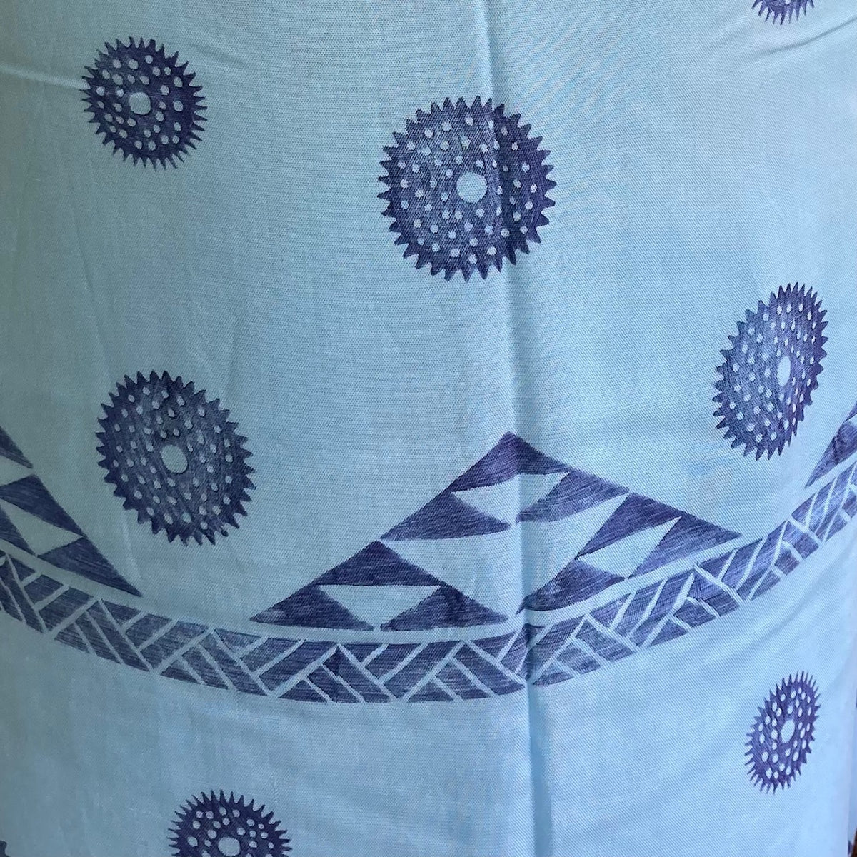 Ohe Kapala Rayon Infinity Scarf in Light Aqua Blue with Wana and Mauna