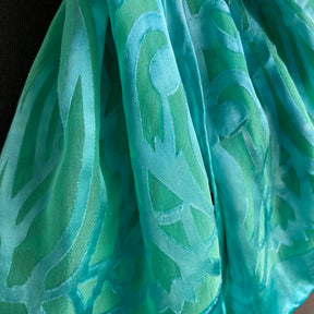 Devore Silk & Rayon Scarf in Jade in the Art Deco Design