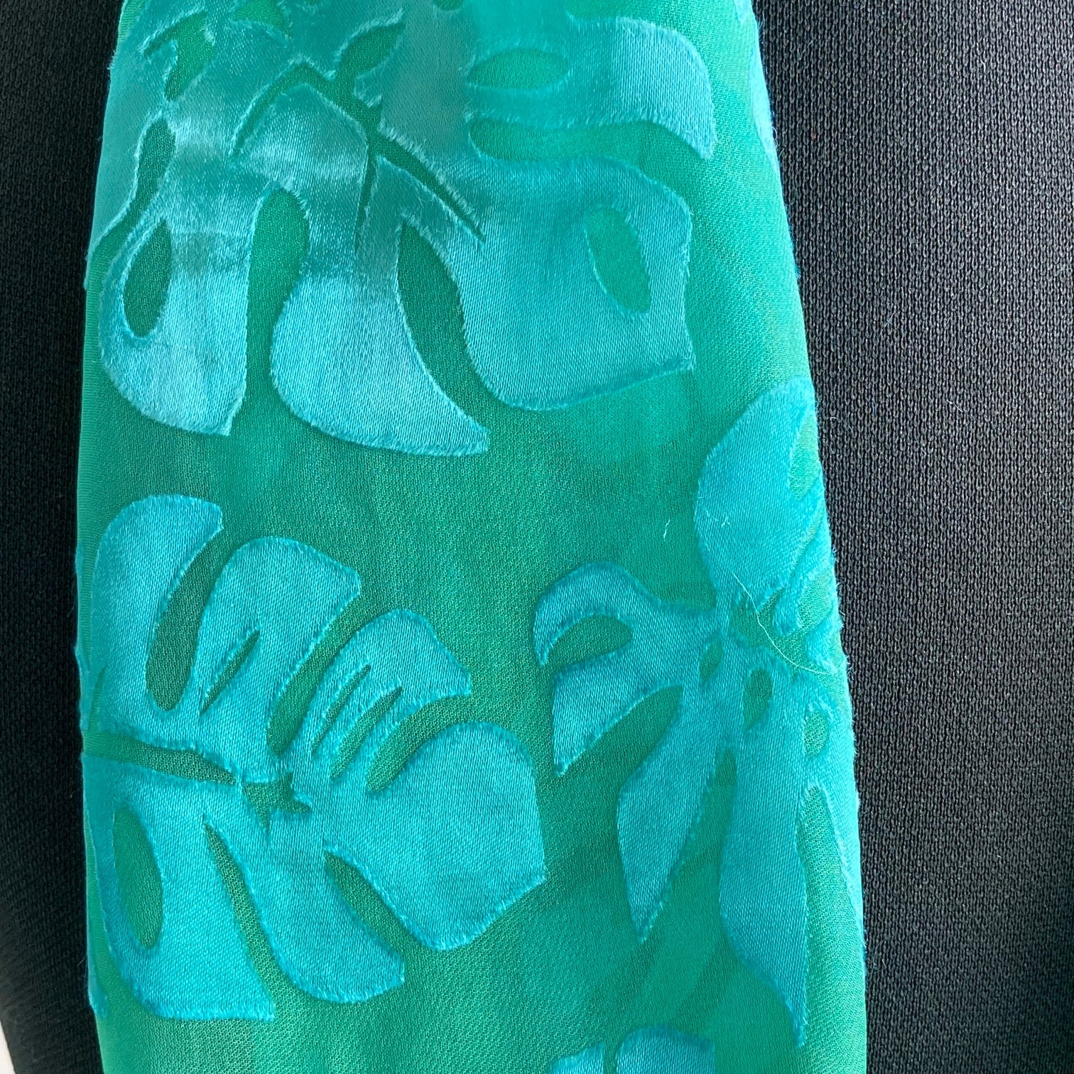 Devore Silk & Rayon Scarf in Jade in the Monstera Design