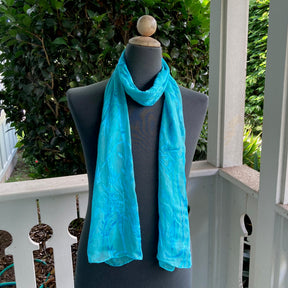Devore Silk & Rayon Scarf in Turquoise in the Bamboo Design