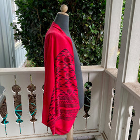 Ohe Kapala Shrug in Red with the Mauna and Lehua