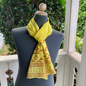 Ohe Kapala Silk Crepe Scarf in Yellow with the Mauna and Day/Night