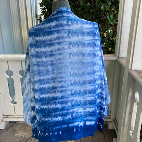 Shibori Honeycomb Rayon Shrug in Blue 001