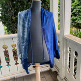 Shibori Honeycomb Rayon Shrug in Blue 007