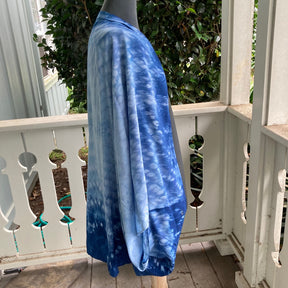 Shibori Honeycomb Rayon Shrug in Blue 009