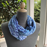 Shibori Rayon Infinity Scarf in Shades of Blue