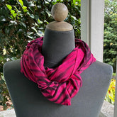 Shibori Rayon Infinity Scarf in Red and Black