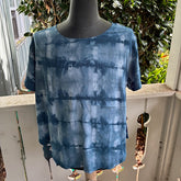 Shibori Scoop Neck Blouse in a Greyish Blue in size LARGE
