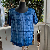 Shibori Scoop Neck Blouse in a Blue in size XLARGE