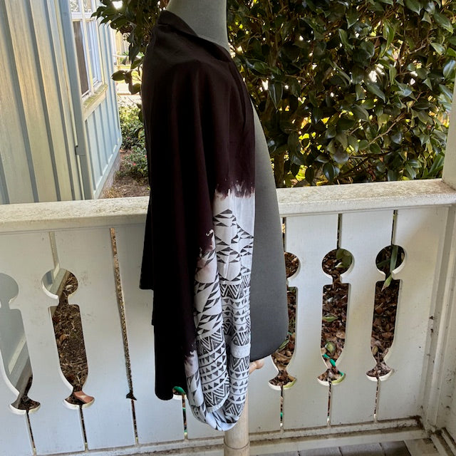 Ohe Kapala Shrug in Dark Brown with the Mauna and Lauhala Stamping