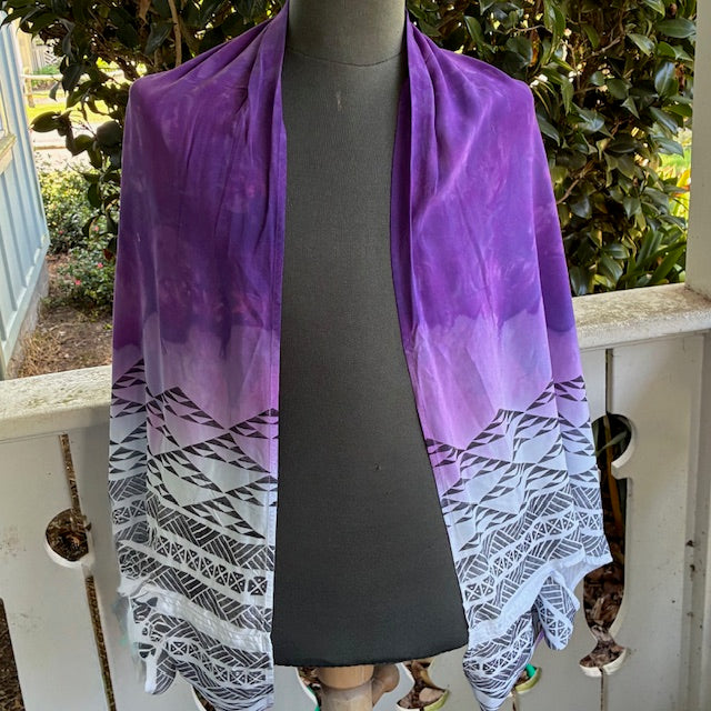 Ohe Kapala Shrug in Purple with the Mauna and Lauhala