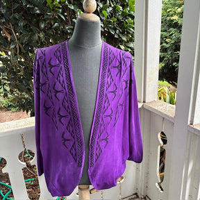 Ohe Kapala U'ilani Shrug In Purple with Lauhala, The Mauna and 'Iwa