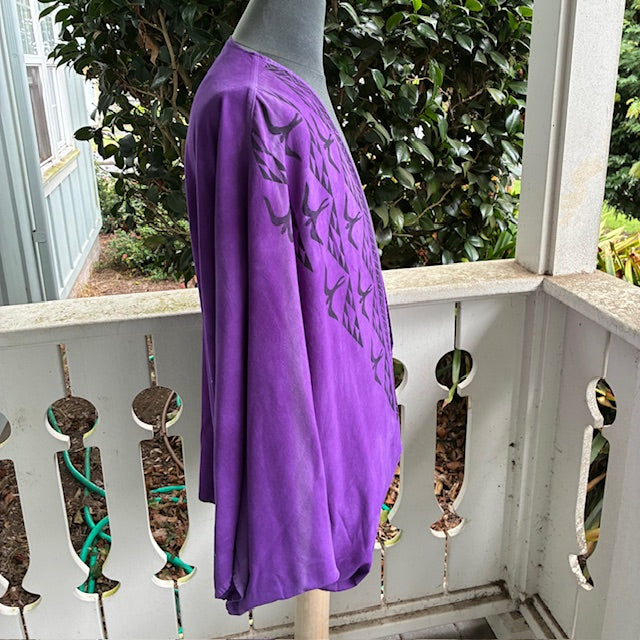 Ohe Kapala U'ilani Shrug In Purple with Lauhala, The Mauna and 'Iwa