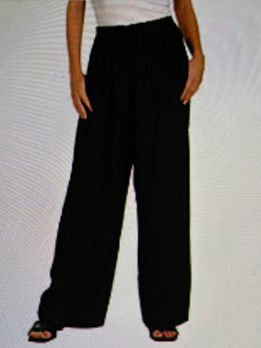 Black Rayon Elastic Waistband Pants with Pockets in Size L/XL - SHORT