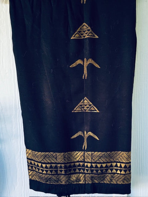 Black Rayon Elastic Waistband  Pants with Pockets in Size L/XL - LONG