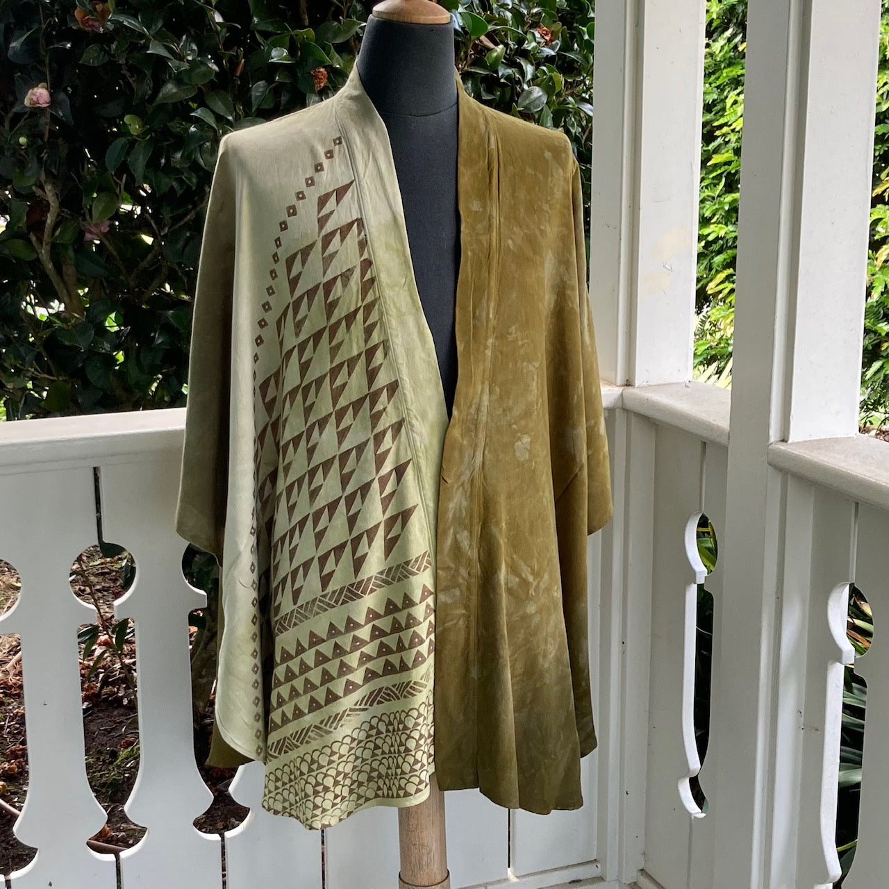 Hana Lima shops Hawaii Hand Dyed Shrug Kimono Top Handmade In Hawaii Yellow Brown