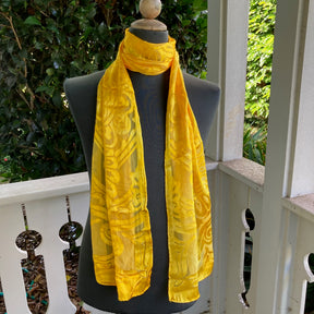 Devore Silk & Rayon Scarf in Golden Yellow