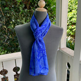 Devore Silk & Rayon Scarf in Royal Blue in the Bamboo Design