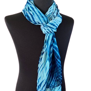 Silk Shibori Wrap in Turquoise and Blue