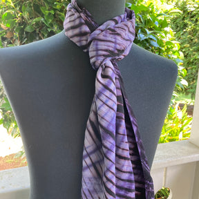 Silk Shibori Scarf in Purple and Blue