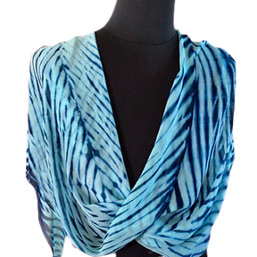 Silk Shibori Wrap in Turquoise and Blue