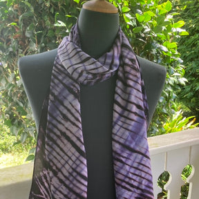 Silk Shibori Scarf in Purple and Brown