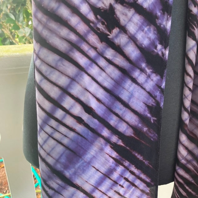 Silk Shibori Scarf in Purple and Brown