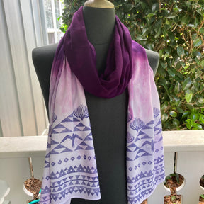 Ohe Kapala Rayon Wrap in Purple Ombre with the Mauna, 'Iwa and Lehua